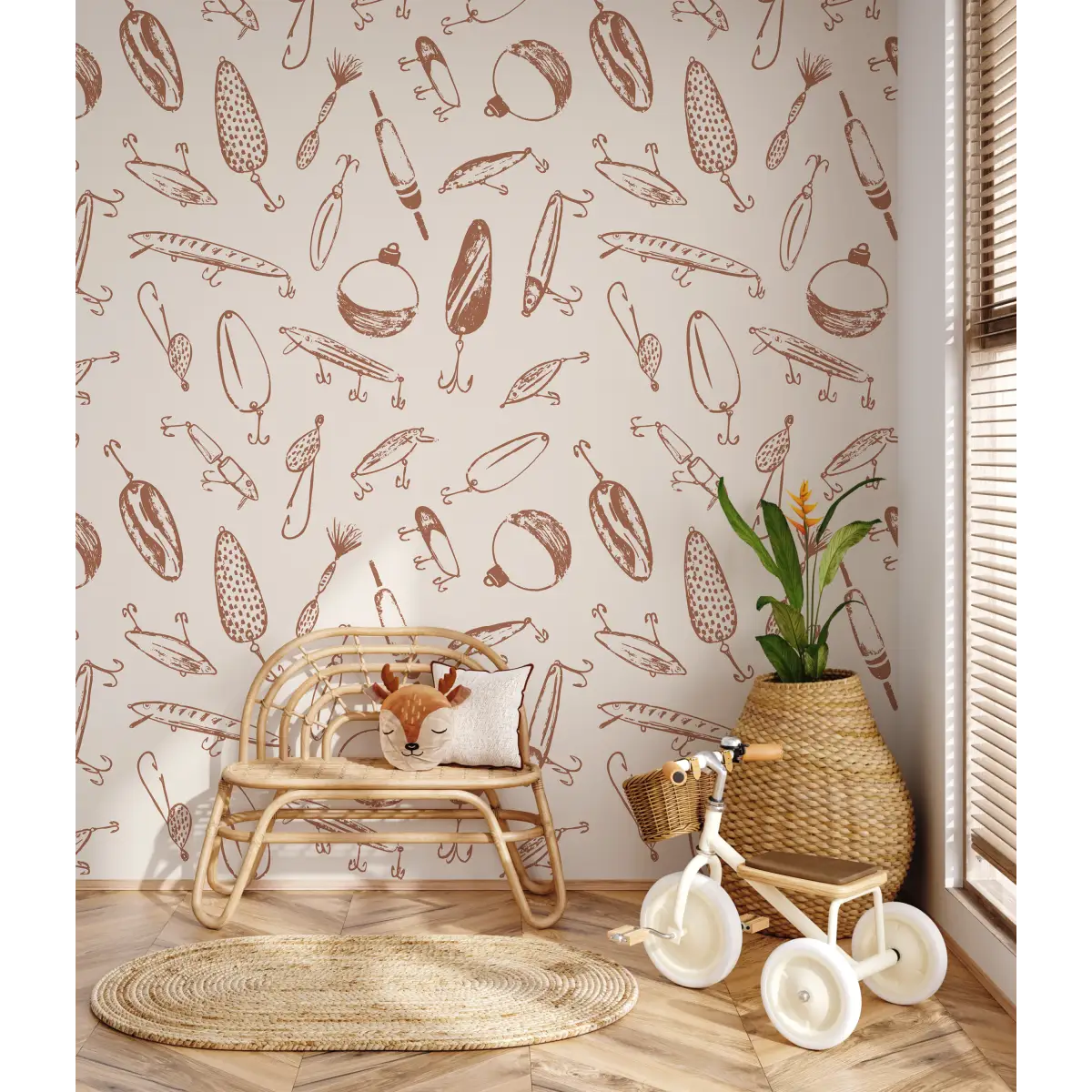 Bait Wallpaper - Fishing Lures - by Kim Hallquist Designs - Loomwell Home Goods
