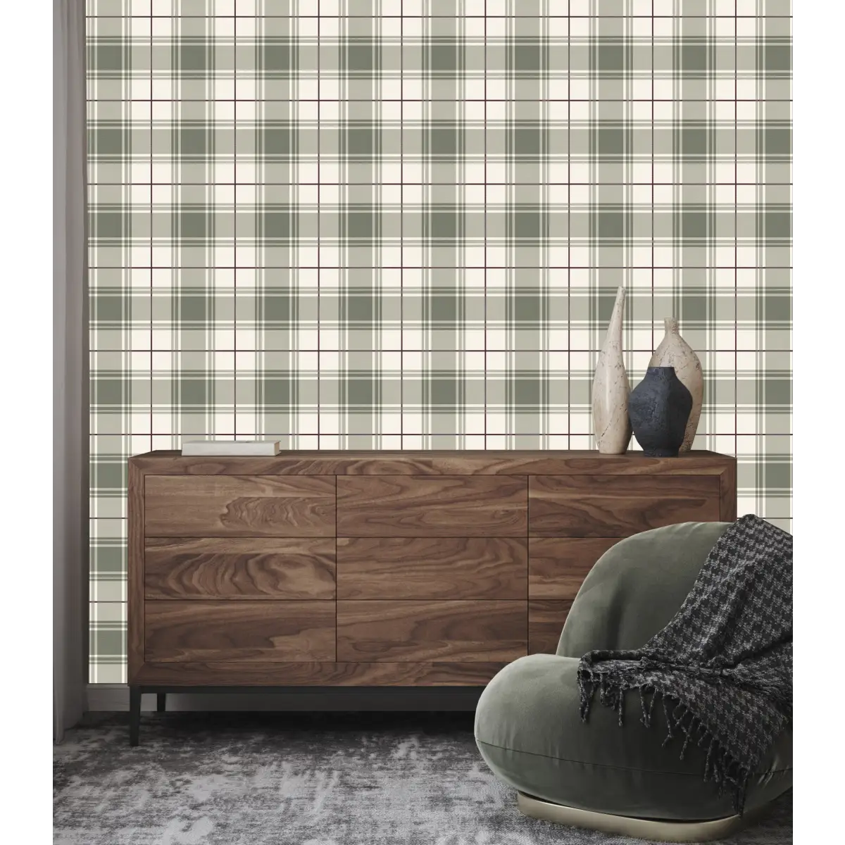 Baker Wallpaper - Simple Plaid - by Hailey Kiefer Designs - Loomwell Home Goods