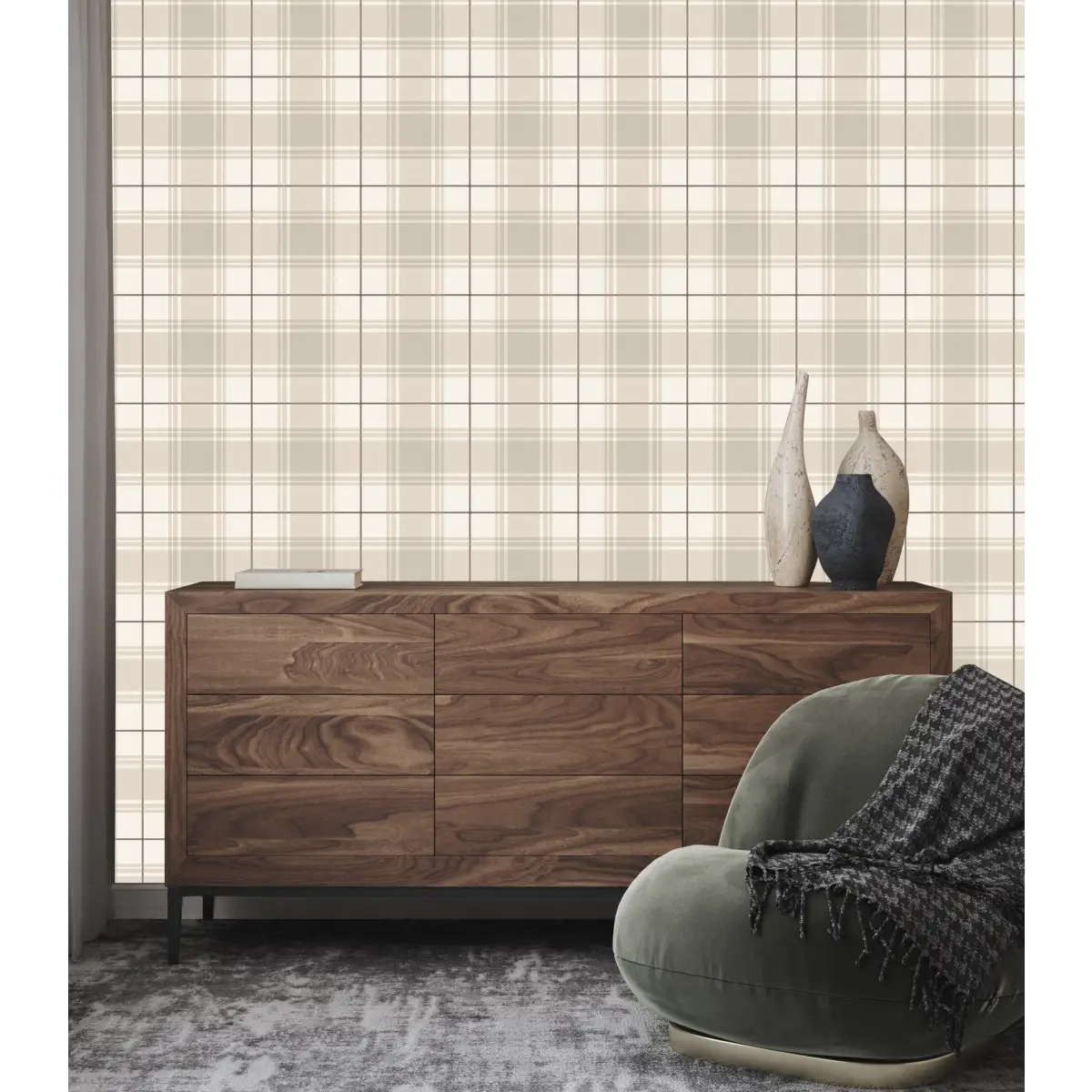 Baker Wallpaper - Simple Plaid - by Hailey Kiefer Designs - Loomwell Home Goods