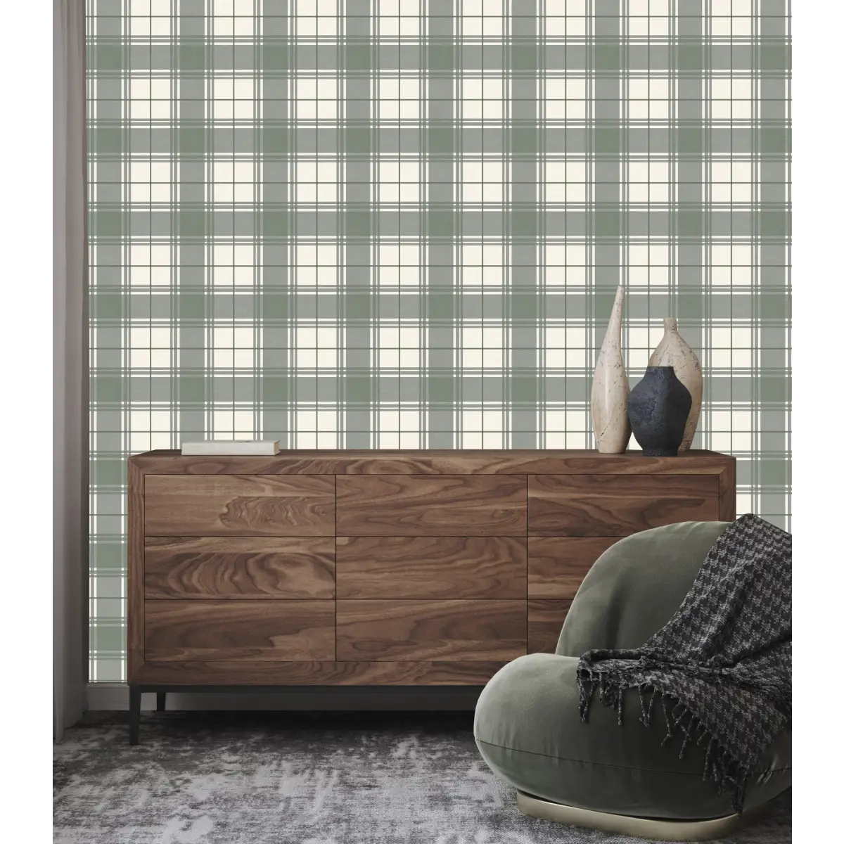 Baker Wallpaper - Simple Plaid - by Hailey Kiefer Designs - Loomwell Home Goods