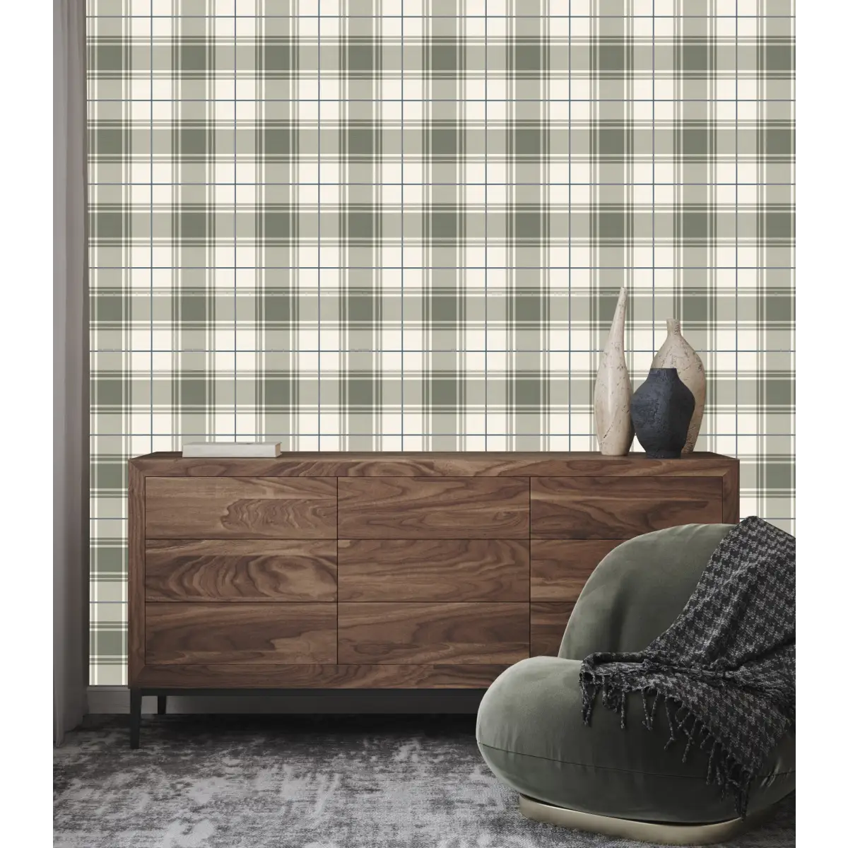 Baker Wallpaper - Simple Plaid - by Hailey Kiefer Designs - Loomwell Home Goods