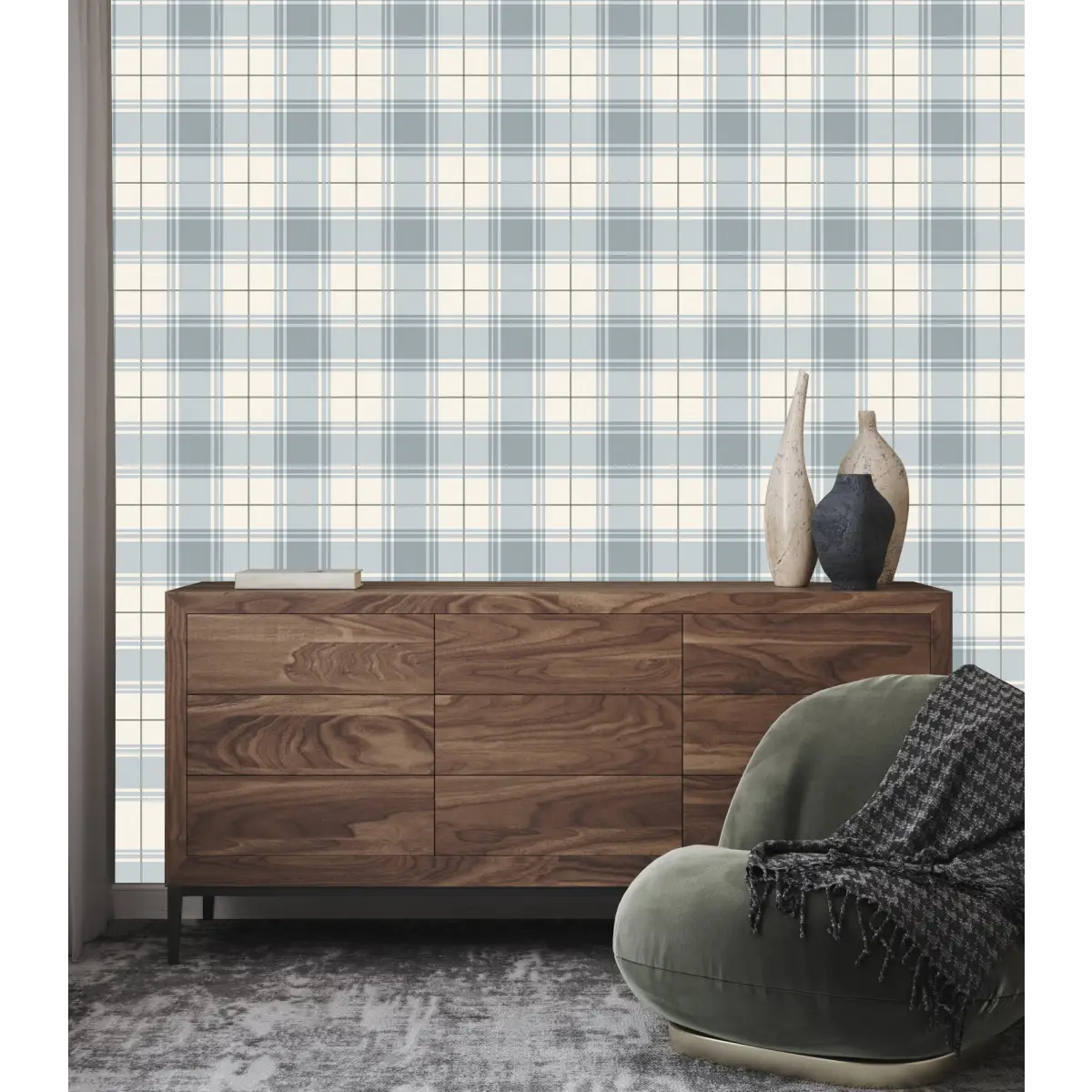 Baker Wallpaper - Simple Plaid - by Hailey Kiefer Designs - Loomwell Home Goods