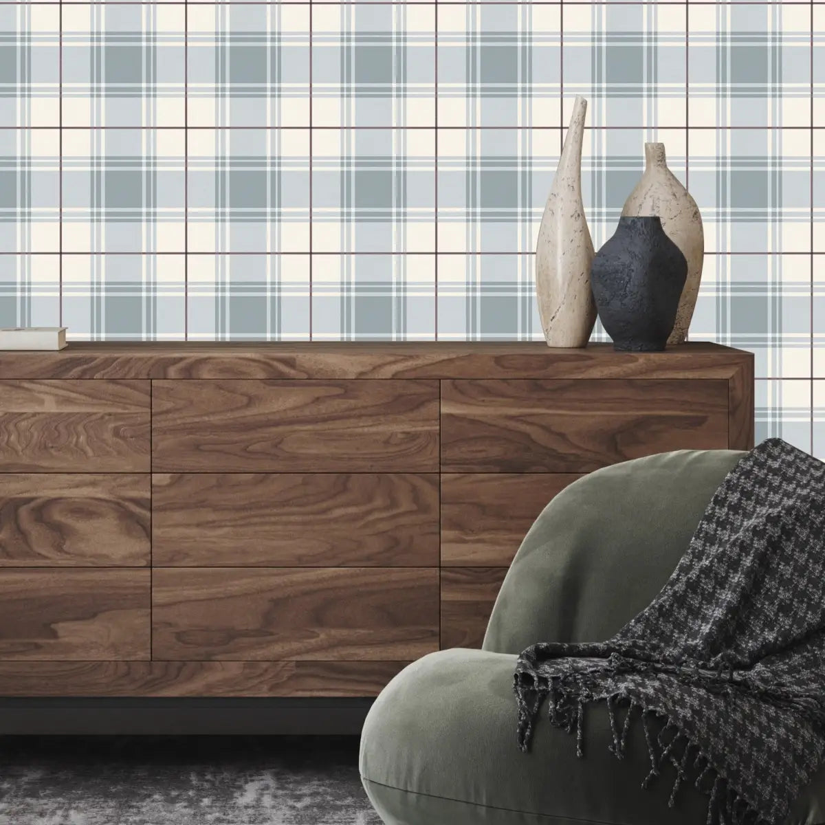 Baker Wallpaper - Simple Plaid - by Hailey Kiefer Designs - Loomwell Home Goods