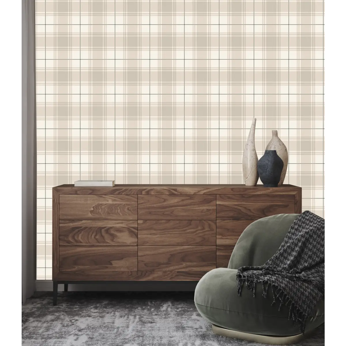 Baker Wallpaper - Simple Plaid - by Hailey Kiefer Designs - Loomwell Home Goods