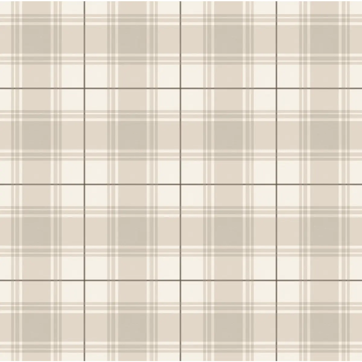 Baker Wallpaper - Simple Plaid - by Hailey Kiefer Designs - Sample 1 foot by 1 foot / Tan and Brown - Loomwell Home