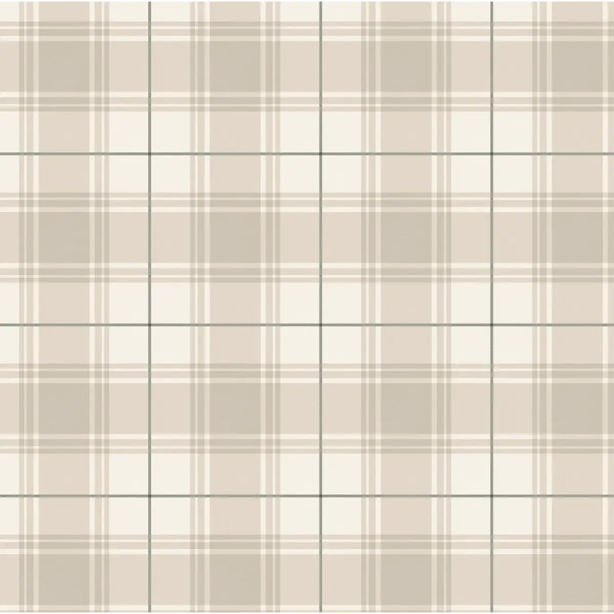Baker Wallpaper - Simple Plaid - by Hailey Kiefer Designs - Sample 1 foot by 1 foot / Tan and Green - Loomwell Home