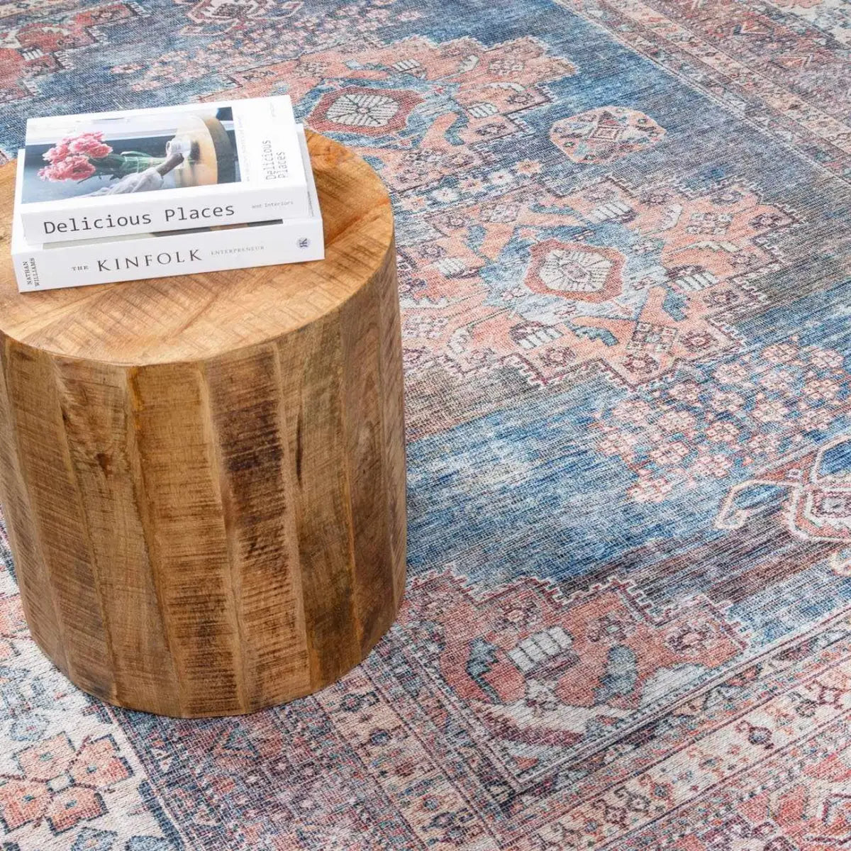Baltinglass Rust & Blue Washable Rug - Boutique Rugs