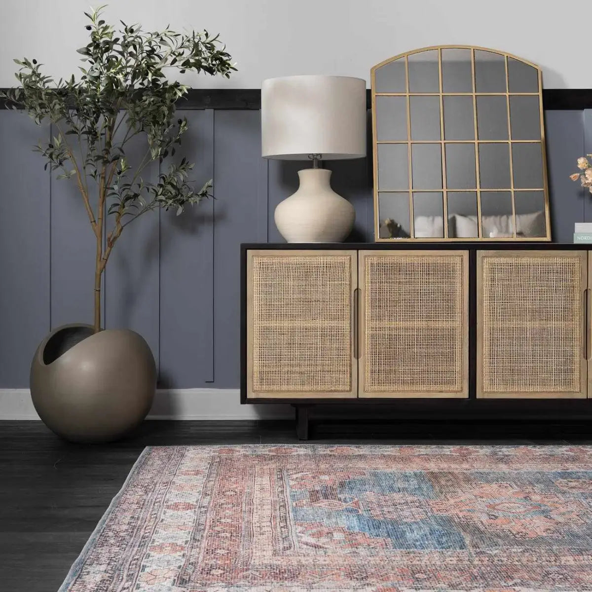Baltinglass Rust & Blue Washable Rug - Boutique Rugs