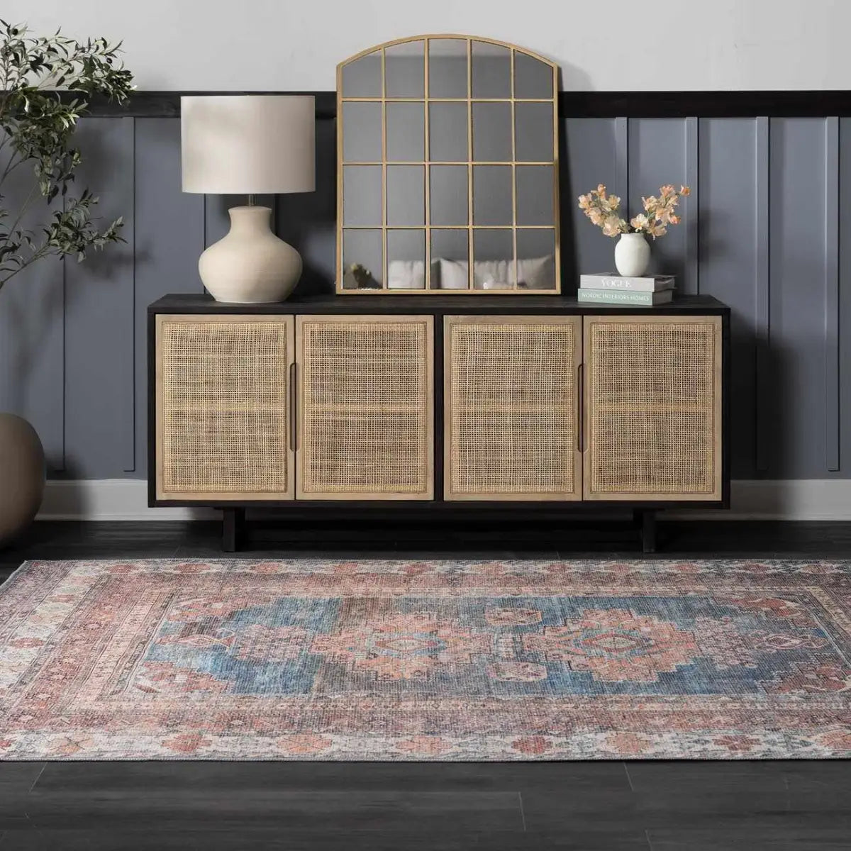 Baltinglass Rust & Blue Washable Rug - Boutique Rugs