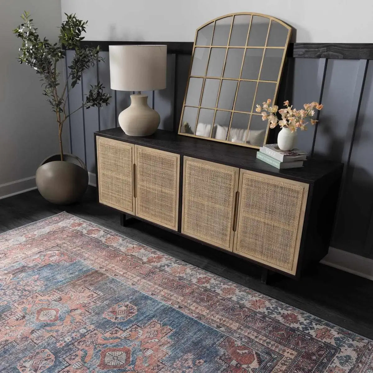 Baltinglass Rust & Blue Washable Rug - Boutique Rugs