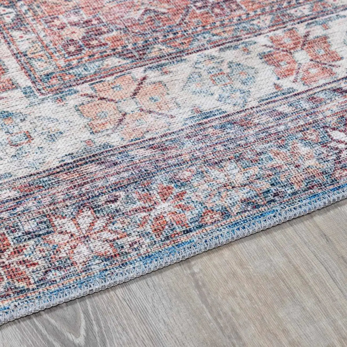 Baltinglass Rust & Blue Washable Rug - Boutique Rugs