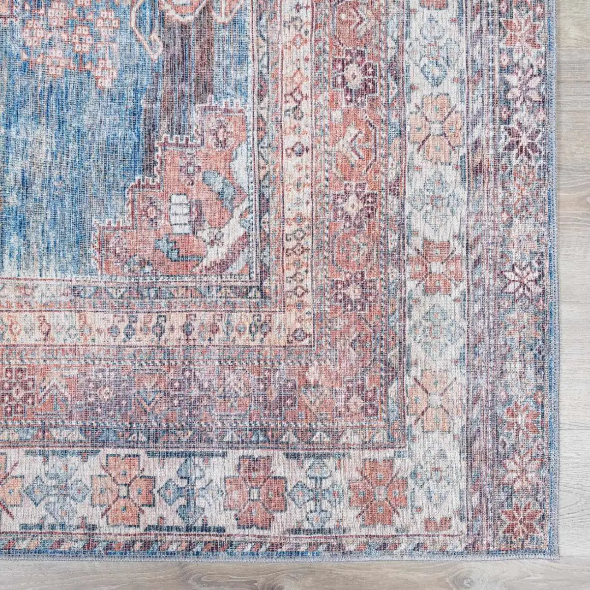 Baltinglass Rust & Blue Washable Rug - Boutique Rugs