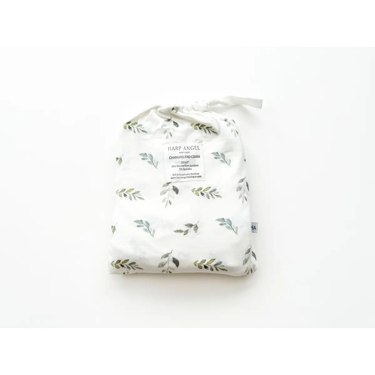 Bamboo Changing Pad Cover - Green Leaves - Harp Angel Boutique