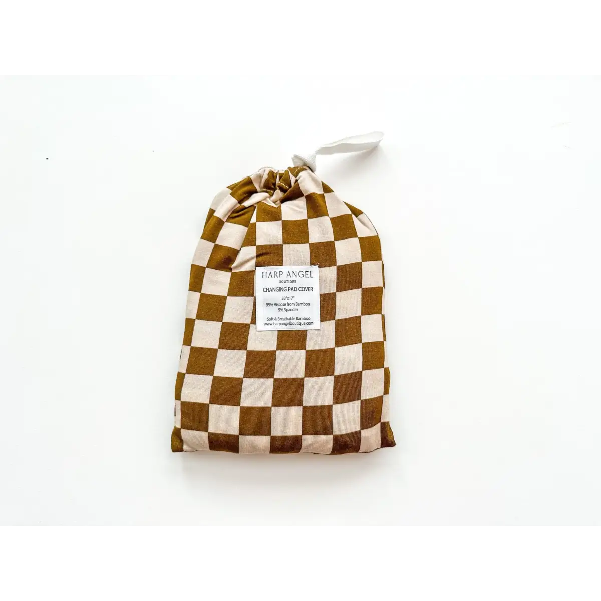 Bamboo Changing Pad Cover - Toffee Checkered - Harp Angel Boutique