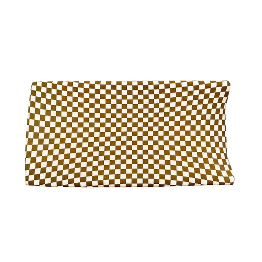 Bamboo Changing Pad Cover - Toffee Checkered - Harp Angel Boutique