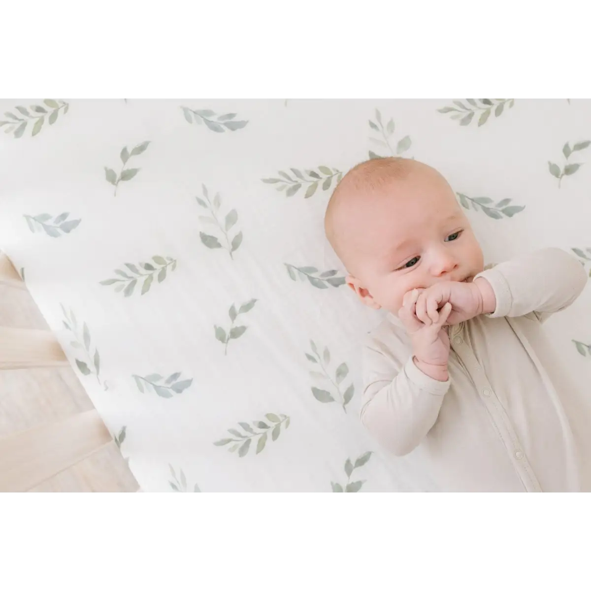 Bamboo Fitted Crib Sheet - Green Leaves - Harp Angel Boutique