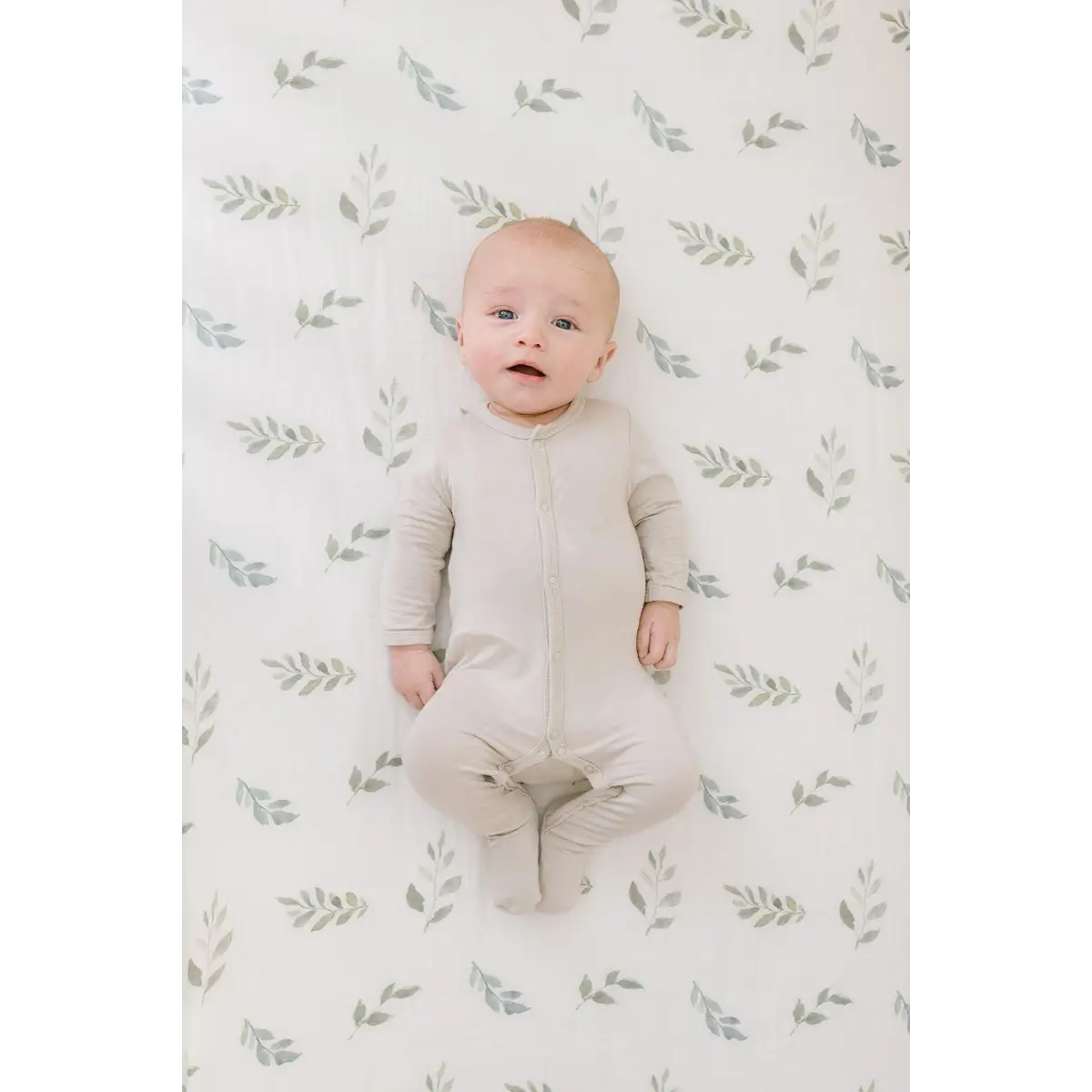 Bamboo Fitted Crib Sheet - Green Leaves - Harp Angel Boutique