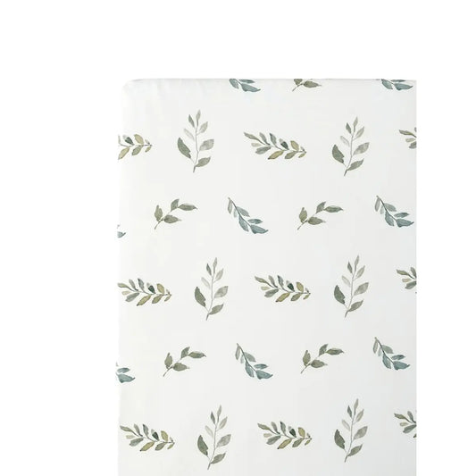 Bamboo Fitted Crib Sheet - Green Leaves - Harp Angel Boutique