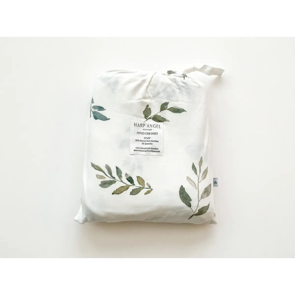 Bamboo Fitted Crib Sheet - Green Leaves - Harp Angel Boutique