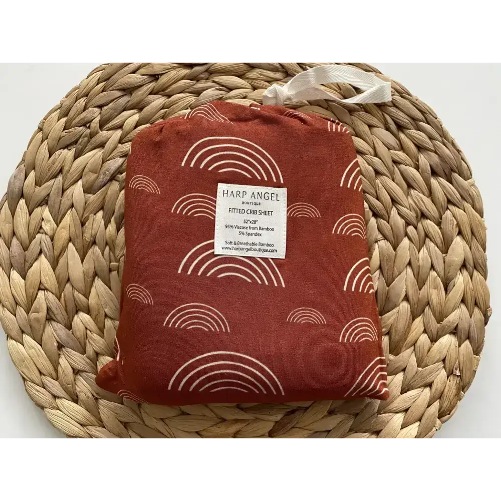 Bamboo Fitted Crib Sheet - Rust Rainbow - Harp Angel Boutique
