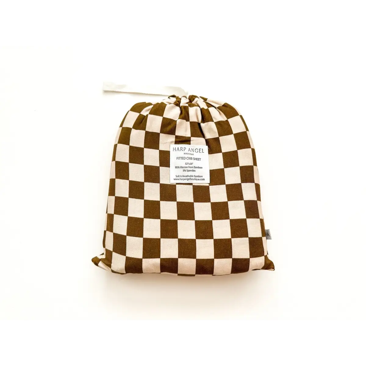 Bamboo Fitted Crib Sheet - Toffee Checkered - Harp Angel Boutique