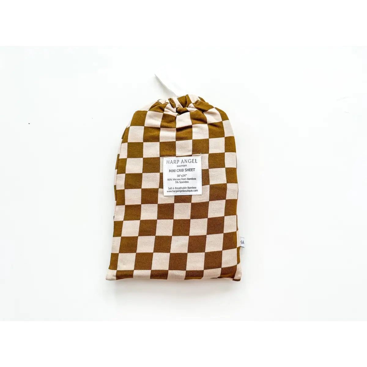 Bamboo Fitted Crib Sheet - Toffee Checkered - Harp Angel Boutique