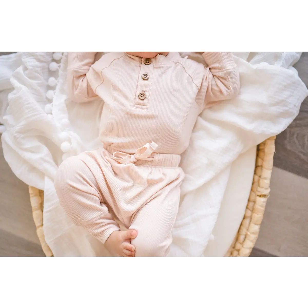 Bamboo Jogger Pants - Blush Ribbed - Harp Angel Boutique