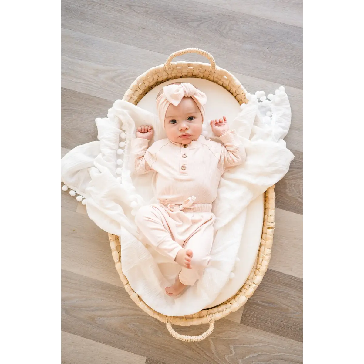 Bamboo Long Sleeve Shirt - Blush Ribbed - Harp Angel Boutique