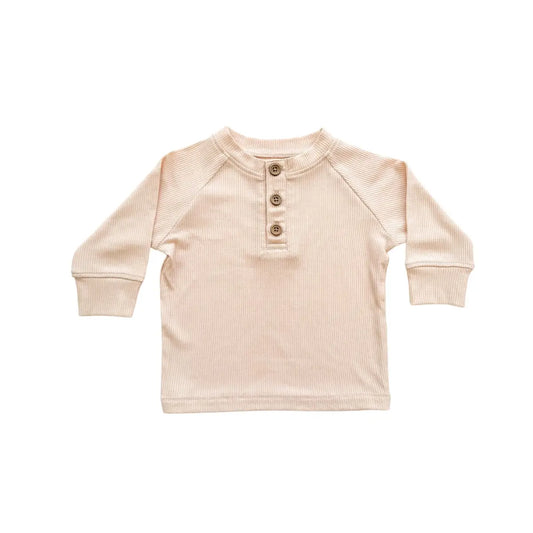 Bamboo Long Sleeve Shirt - Blush Ribbed - Harp Angel Boutique