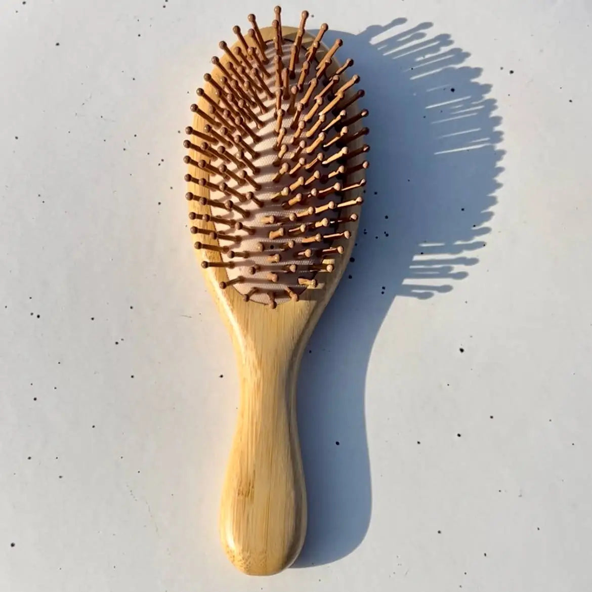 Bamboo Paddle Spa Hairbrush - Spa Rounded Paddle - Bamboo Switch
