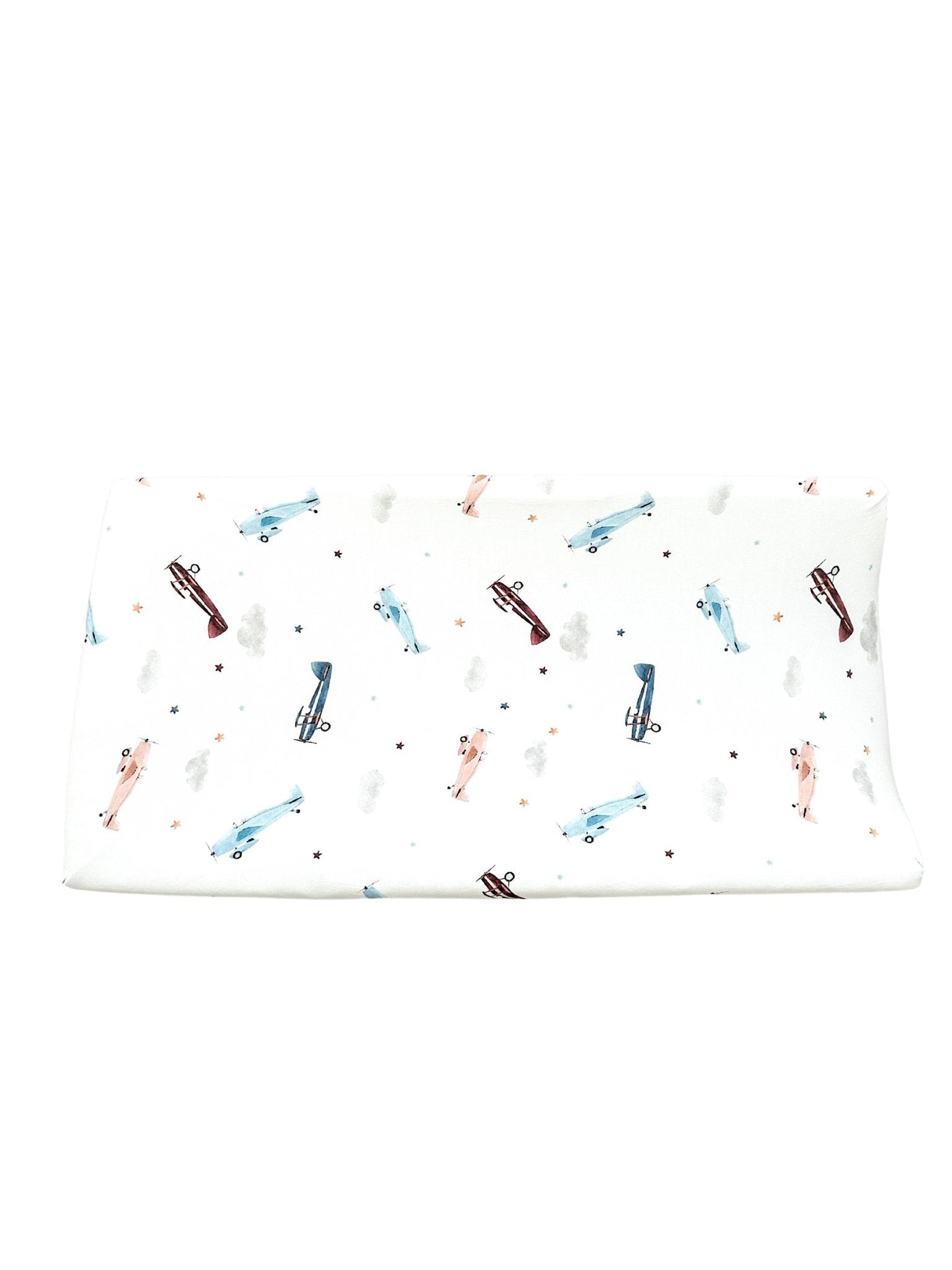 Bamboo Changing Pad Cover - Vintage Airplane - Harp Angel Boutique