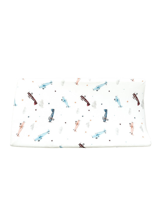 Bamboo Changing Pad Cover - Vintage Airplane - Harp Angel Boutique