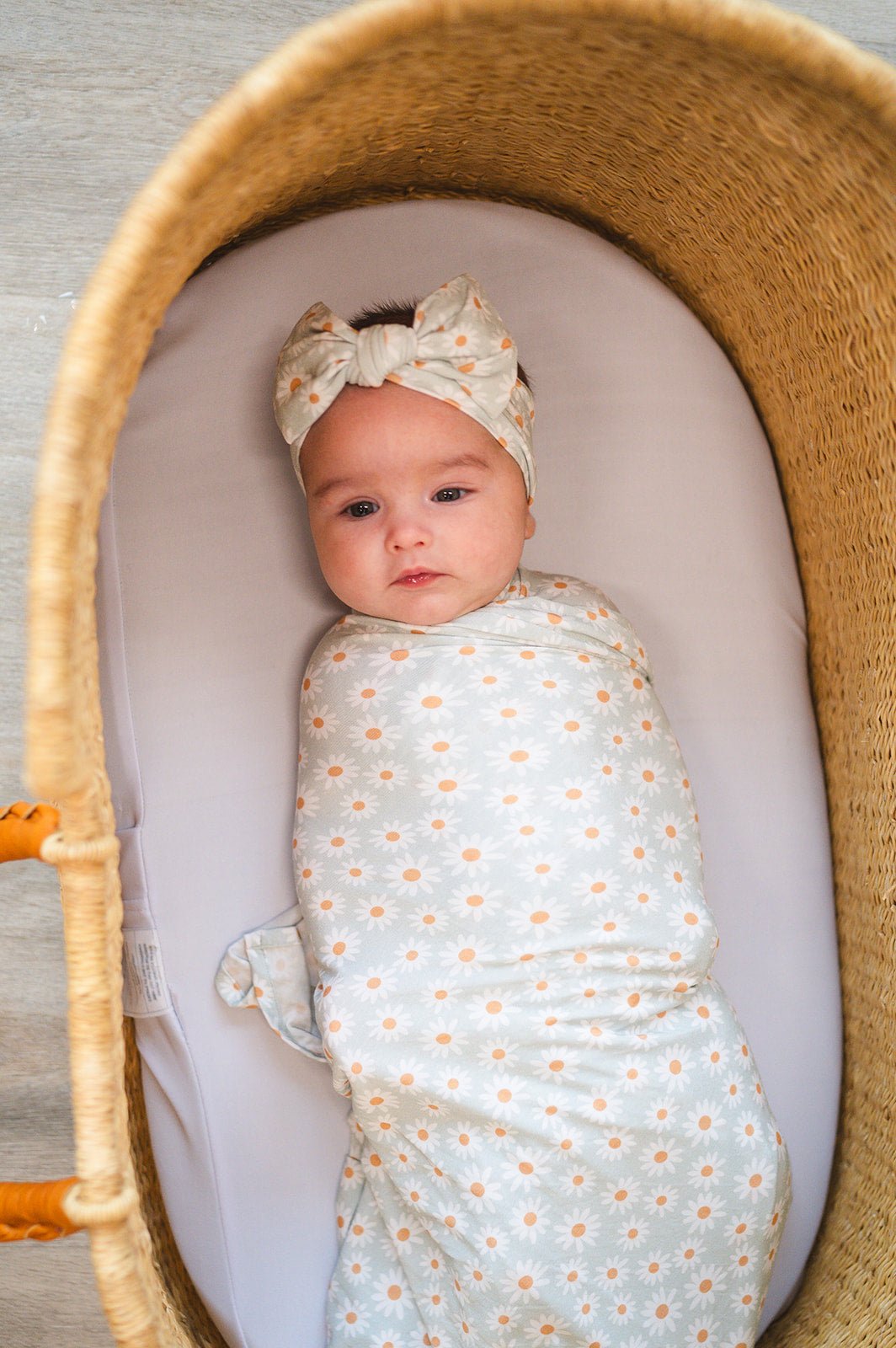 Bamboo Stretch Swaddle - Blue Daisy - Swaddle Only - Harp Angel Boutique