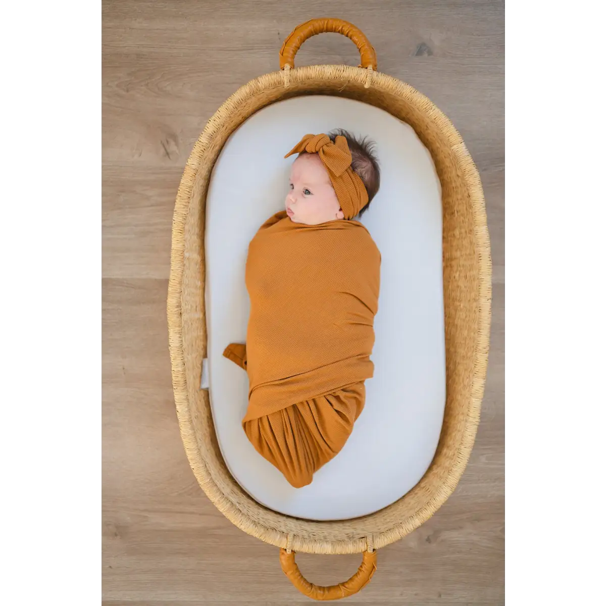 Bamboo Stretch Swaddle - Caramel Ribbed - Harp Angel Boutique