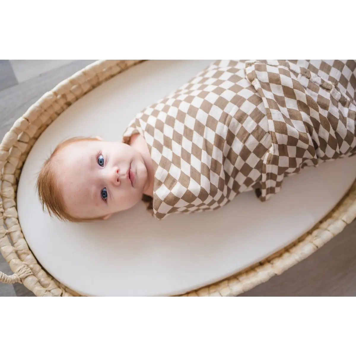 Bamboo Swaddle Blanket - Toffee Checkered - Harp Angel Boutique