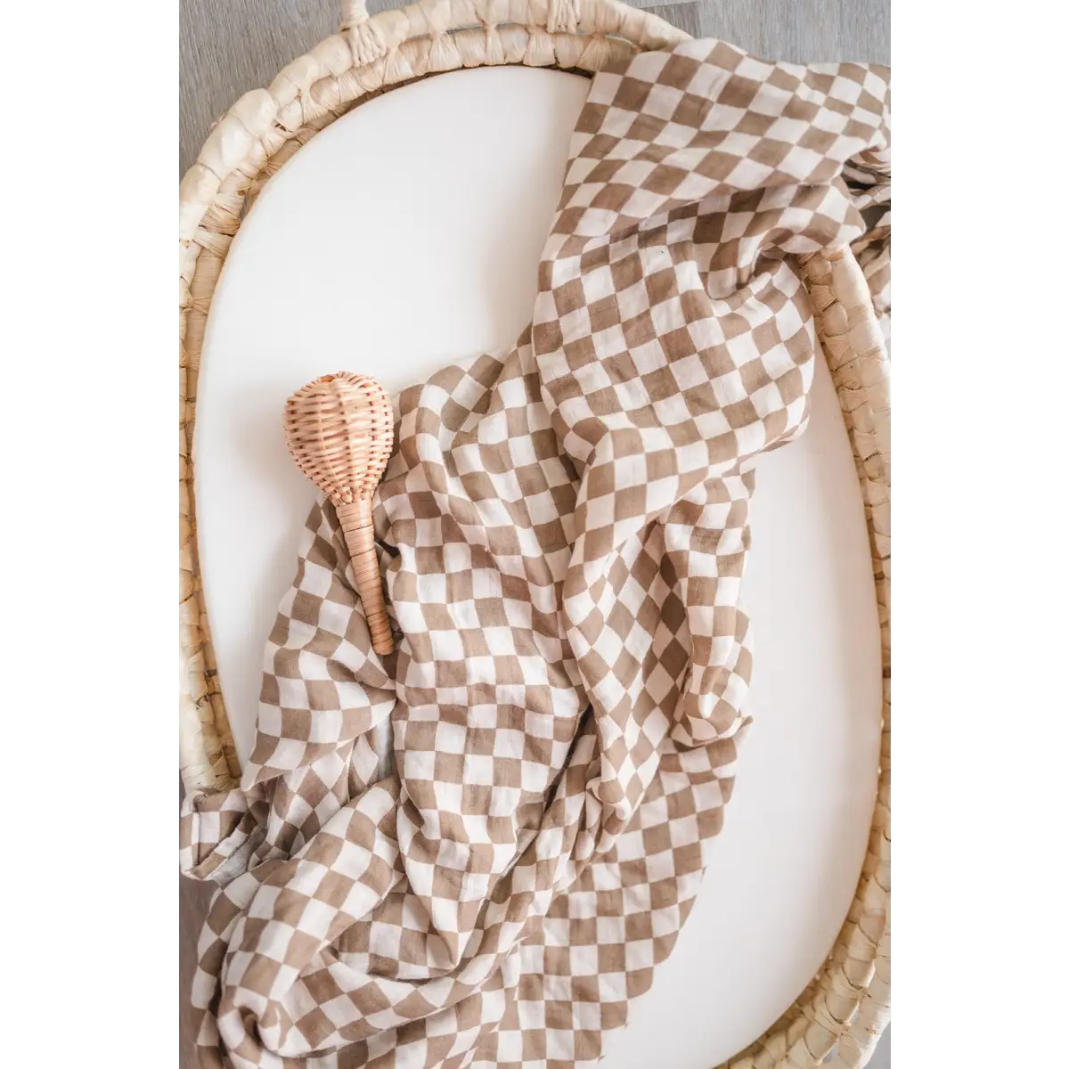 Bamboo Swaddle Blanket - Toffee Checkered - Harp Angel Boutique