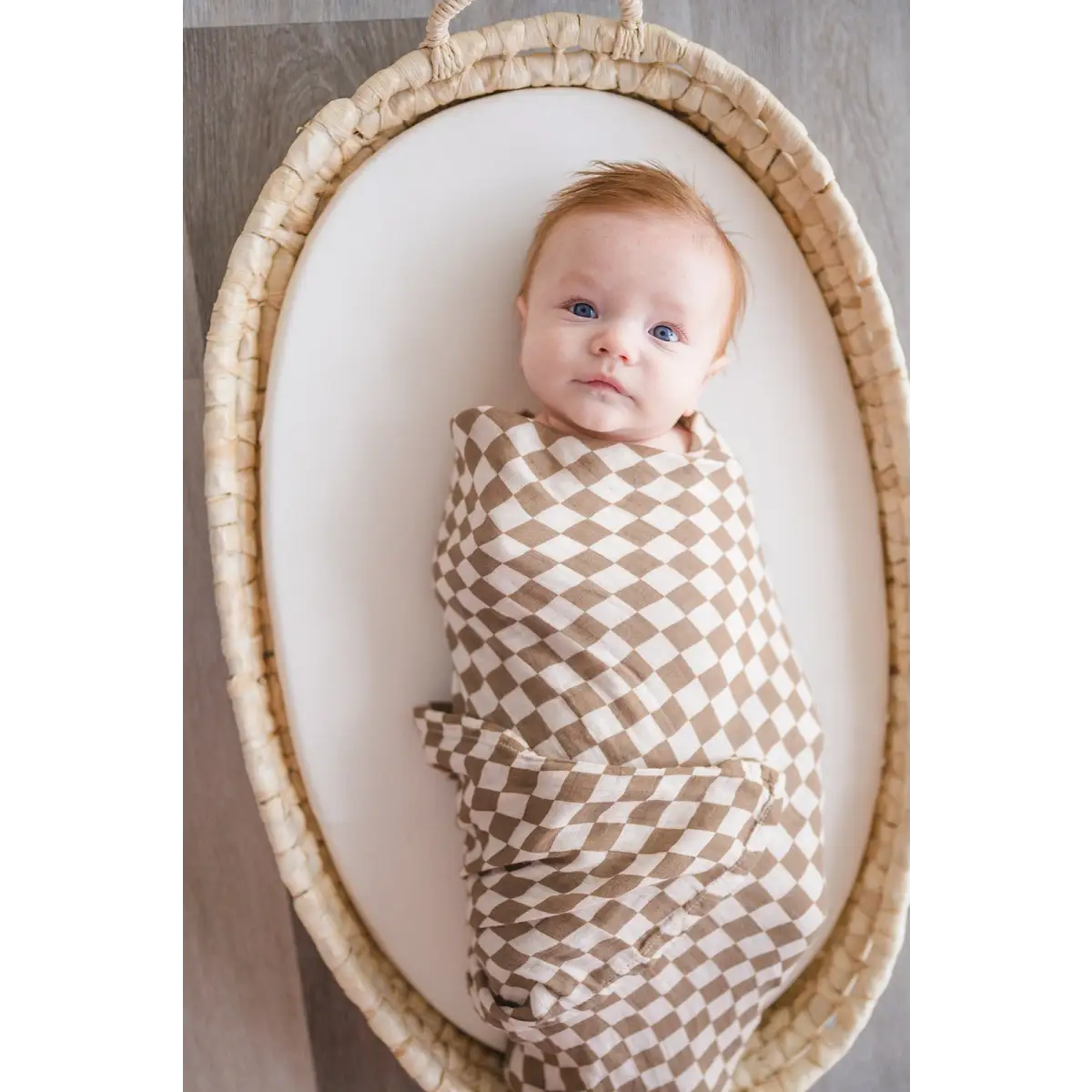 Bamboo Swaddle Blanket - Toffee Checkered - Harp Angel Boutique