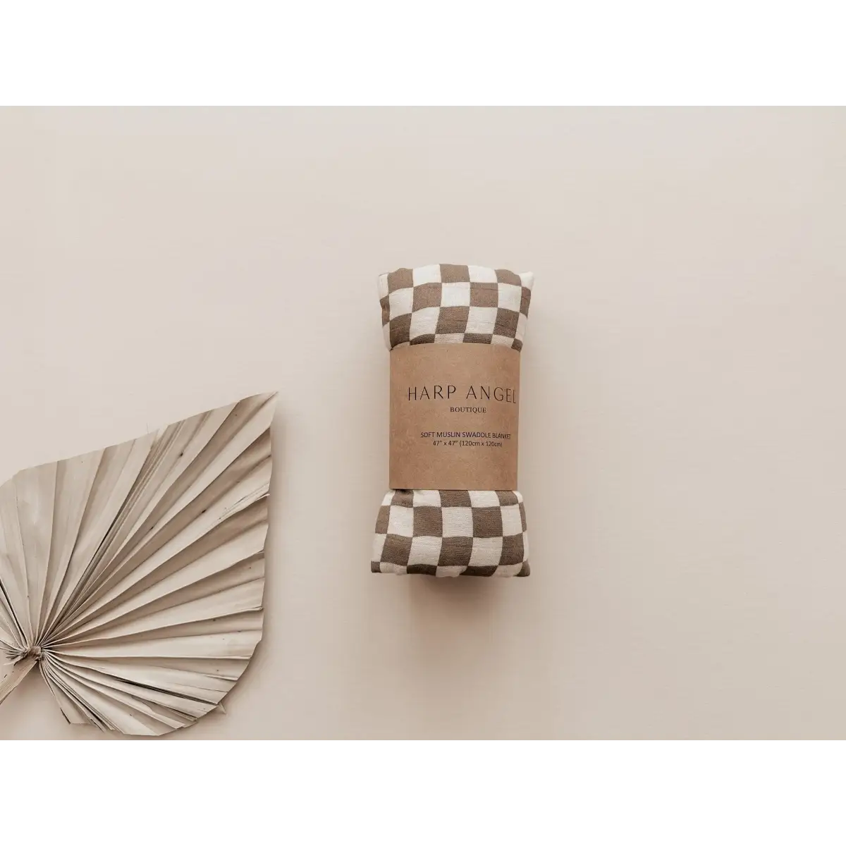 Bamboo Swaddle Blanket - Toffee Checkered - Harp Angel Boutique