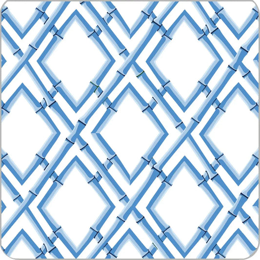 Bamboo Trellis Paper Coasters Set of 20 Blue - WH Hostess Social Stationery