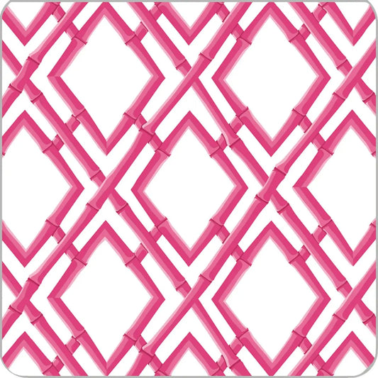 Bamboo Trellis Paper Coasters Set of 20 Hot Pink - WH Hostess Social Stationery