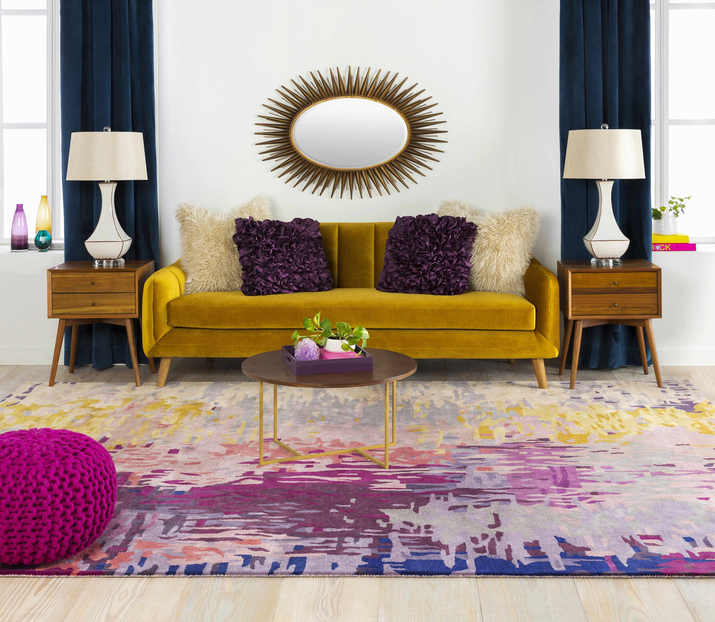 Oval Starburst Metal Mirror