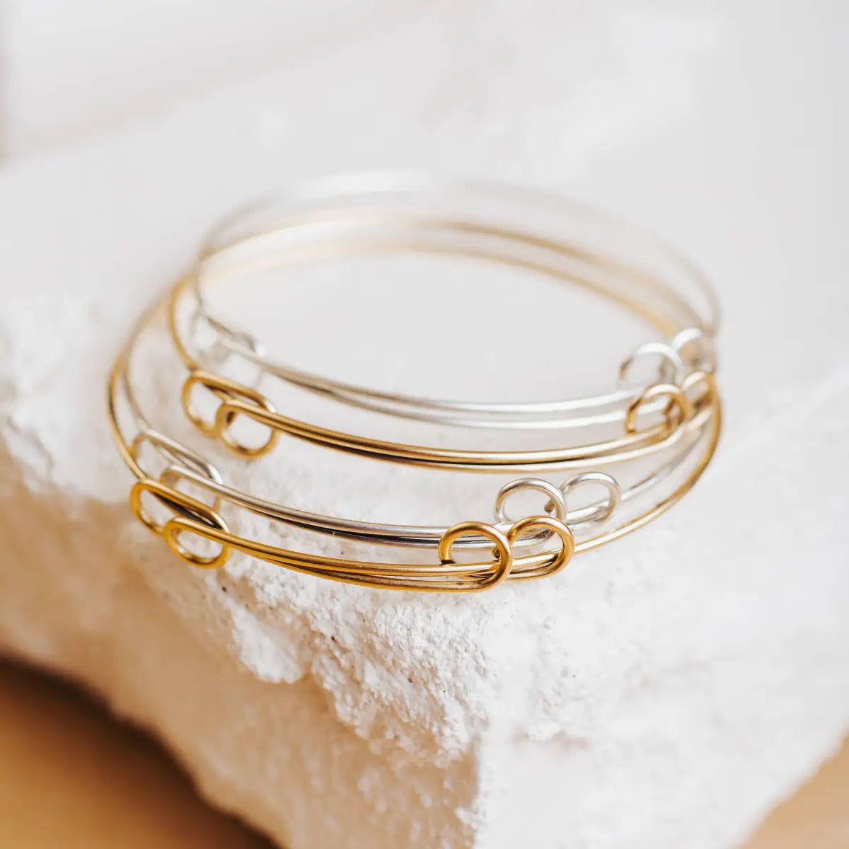 Bangle Bracelet - Gold or Silver - Adjustable - Bel Kai