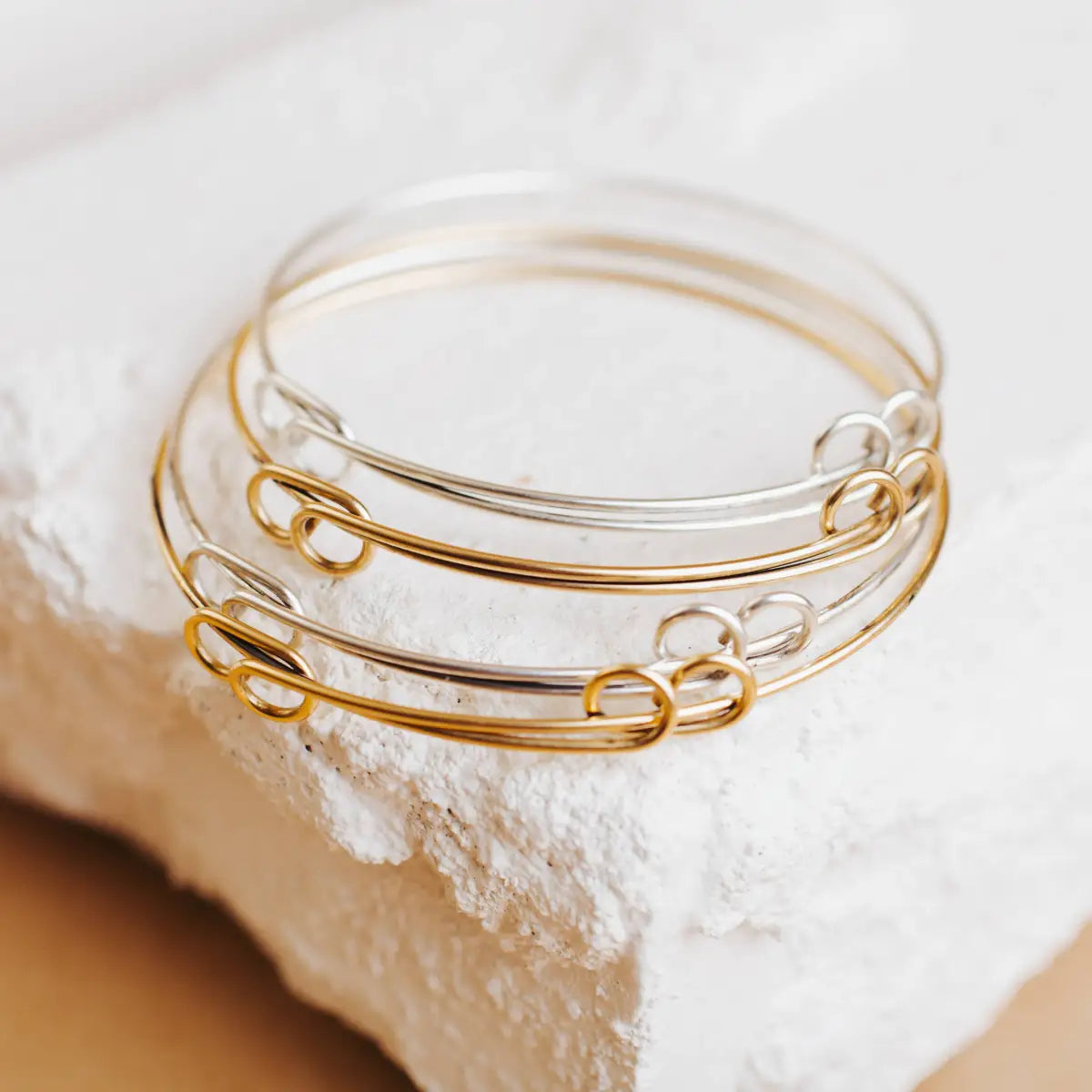 Bangle Bracelet - Gold or Silver - Adjustable - Bel Kai