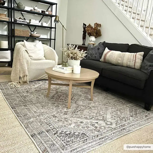 Barny Beige Washable Area Rug - 6’7’’ x 9’ Rectangle - Boutique Rugs