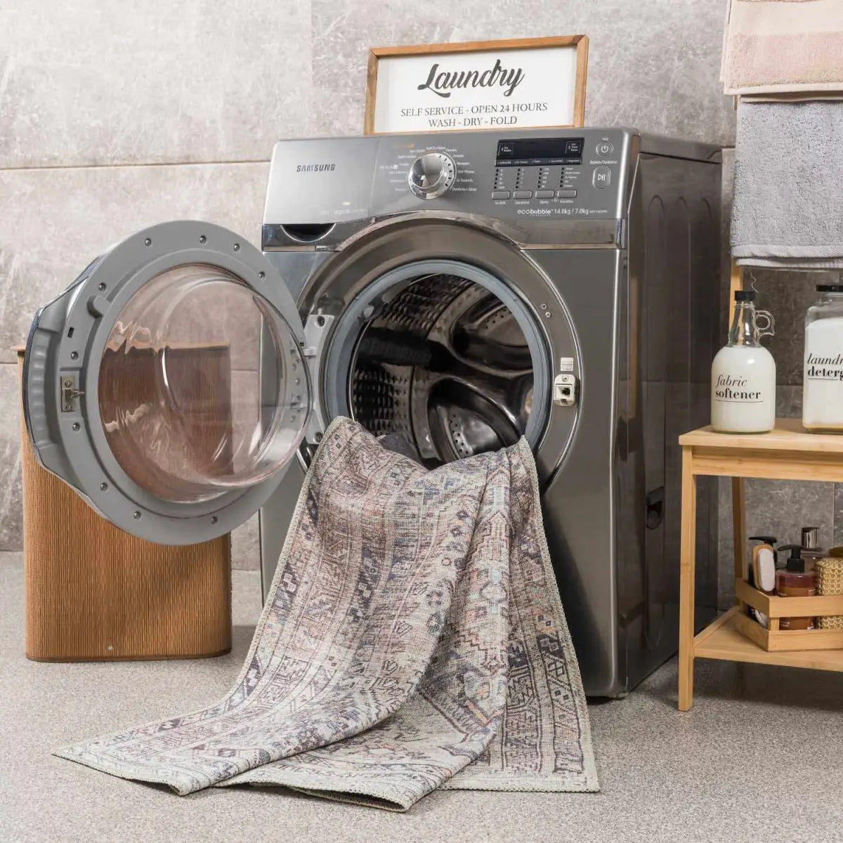 Barny Beige Washable Area Rug - Boutique Rugs