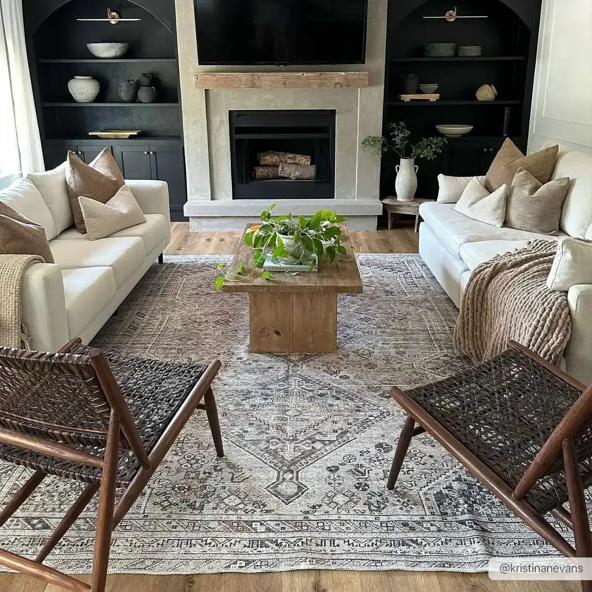 Barny Beige Washable Area Rug - Boutique Rugs