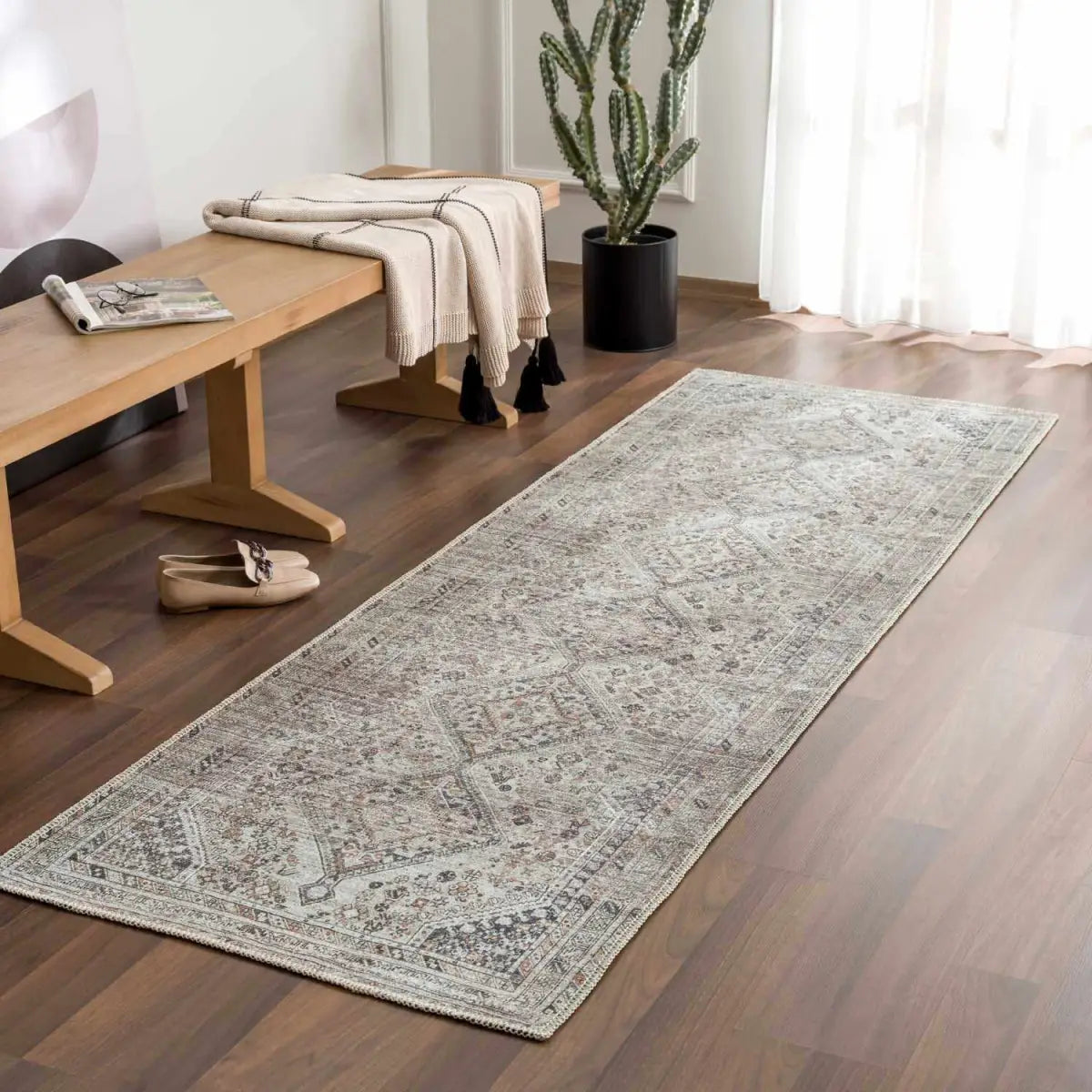 Barny Beige Washable Area Rug - Boutique Rugs