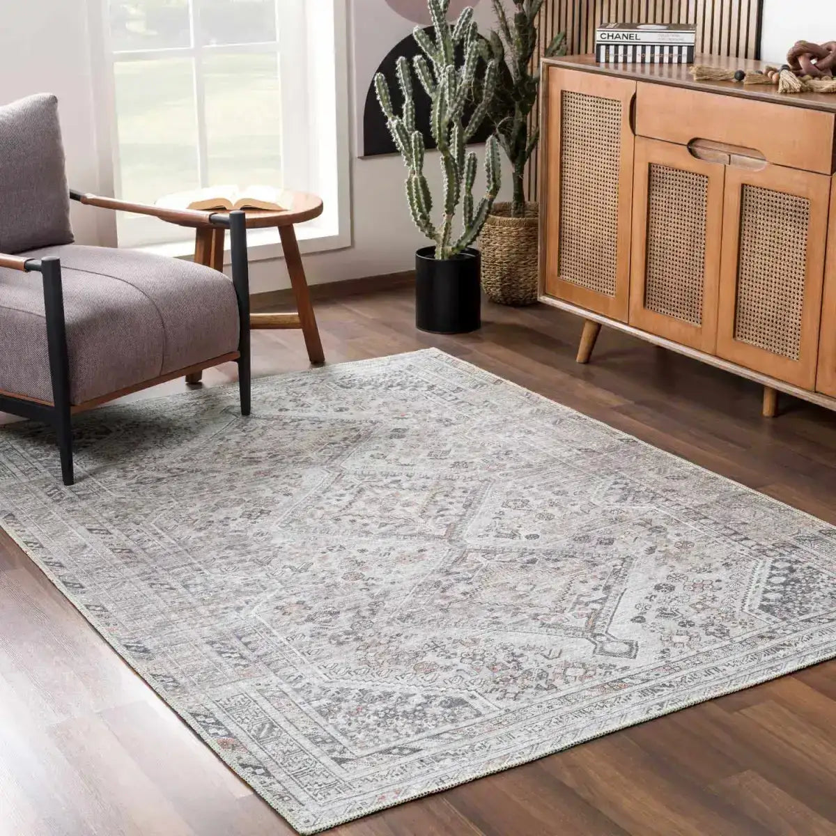 Barny Beige Washable Area Rug - Boutique Rugs