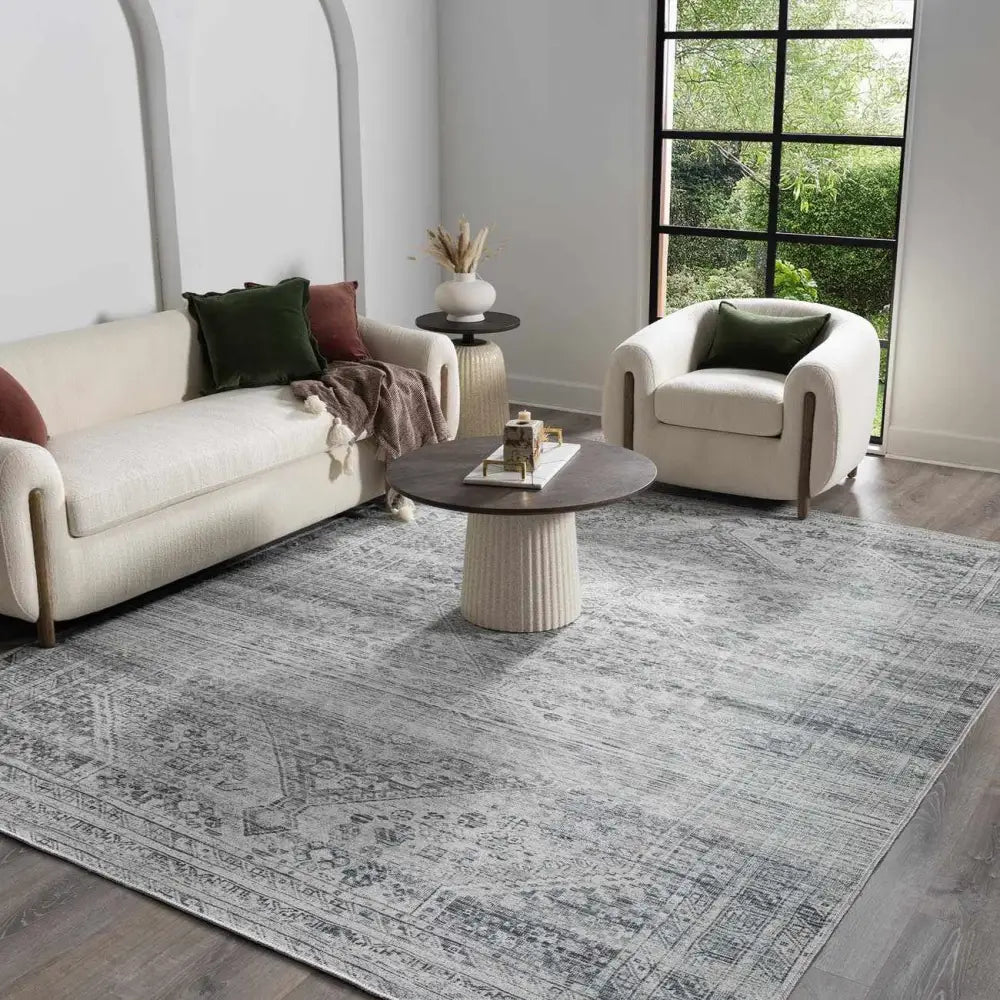 Barny Cream & Gray Washable Rug - Boutique Rugs