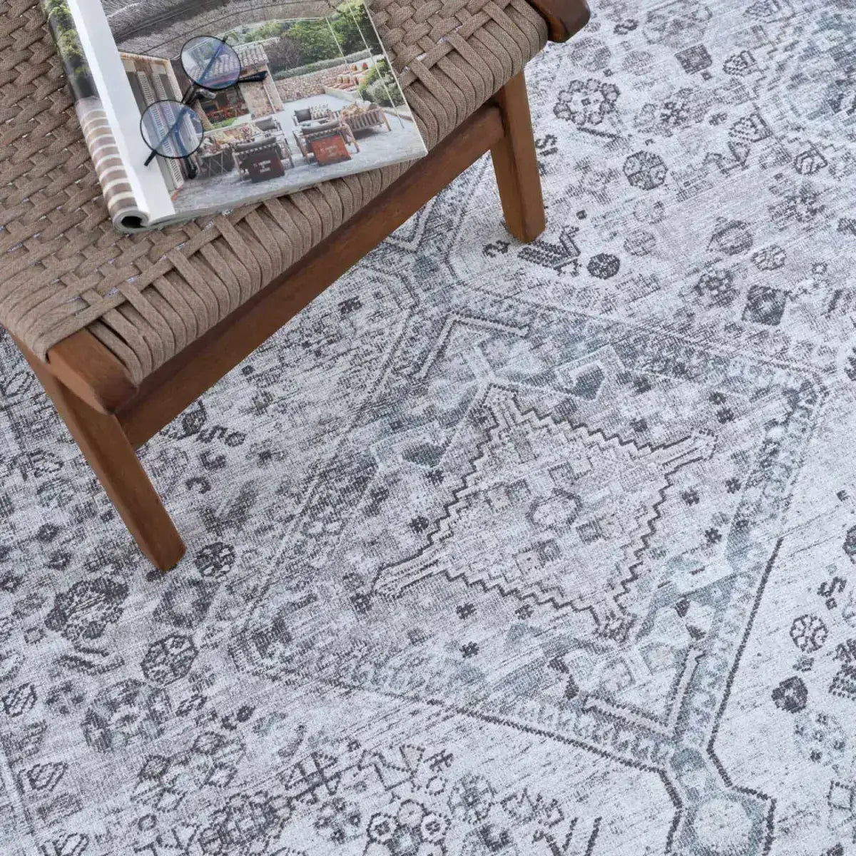 Barny Gray Washable Area Rug - Boutique Rugs